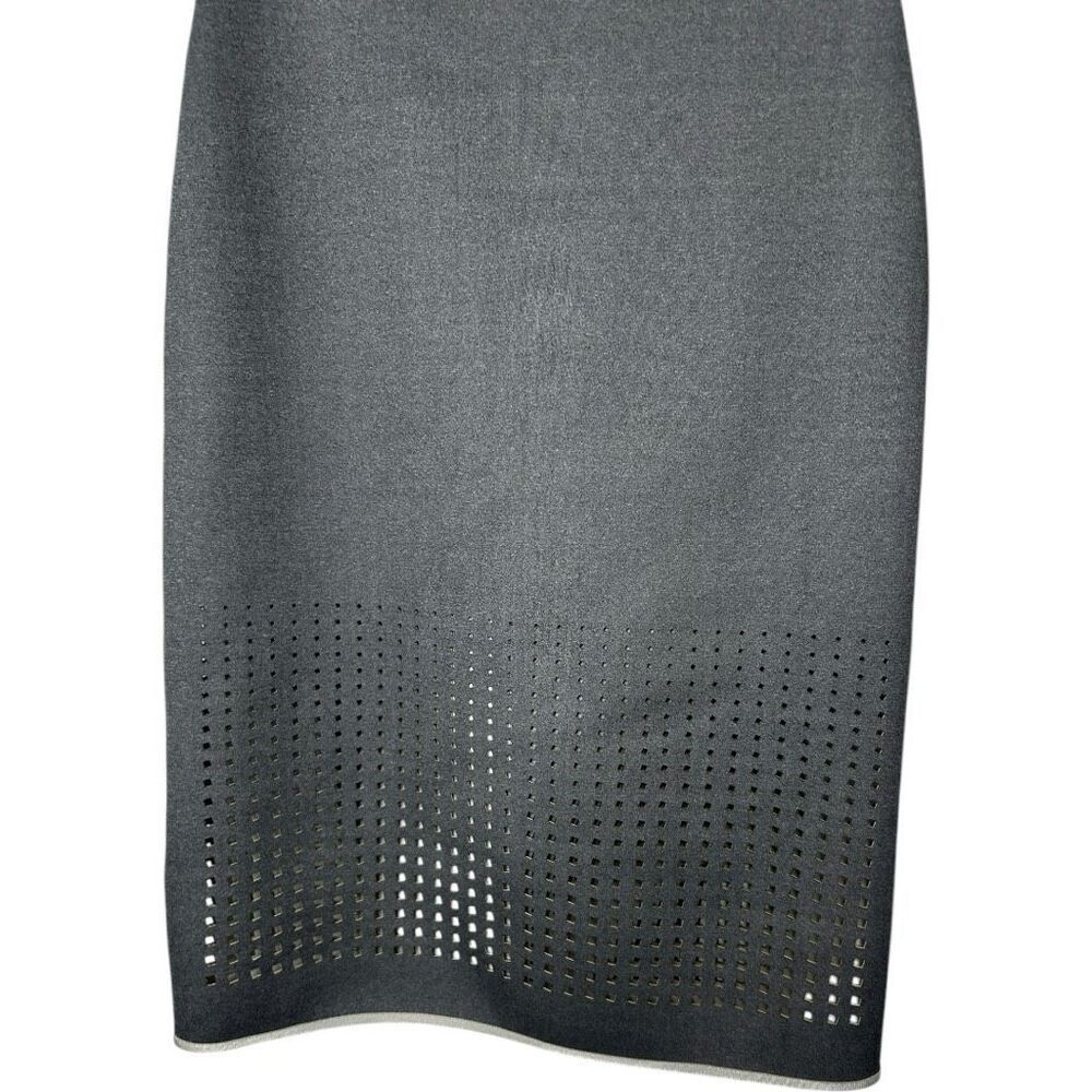 Clover Canyon Laser Skirt Size M Gray Neoprene Pencil Business Professional - Picture 7 of 13